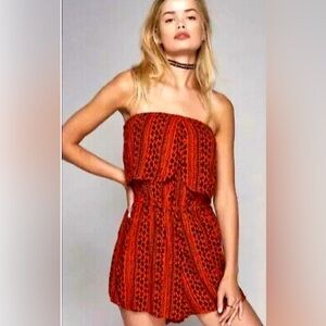 Free People Burnt Orange Off The Shoulder Romper, Size Small